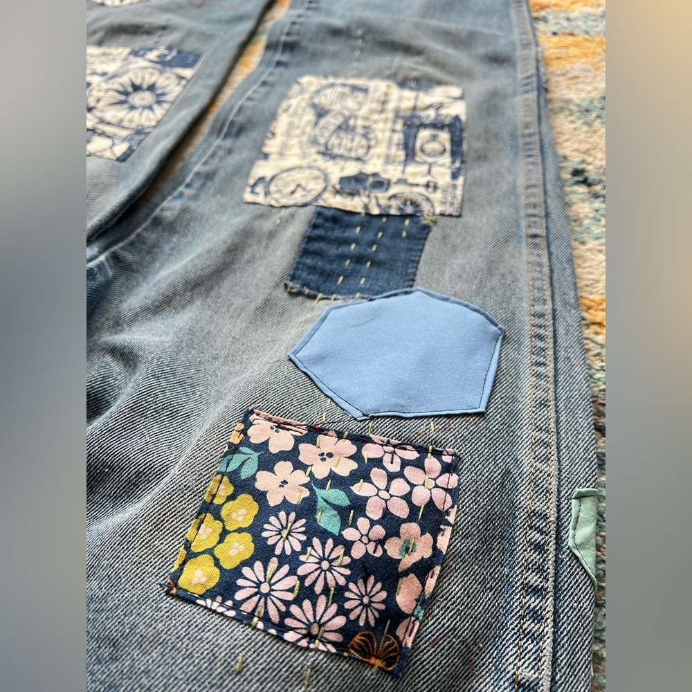Floral Upcycled Patchwork Denim - Picture 10 of 16